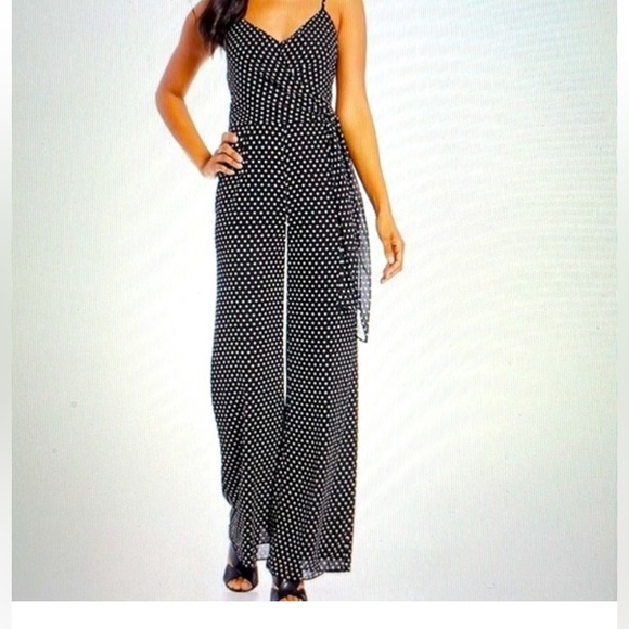 MICHAEL Michael Kors Pants - MICHAEL Michael Kors Black w/ Cream Polka Dot “Georgette” Jumpsuit